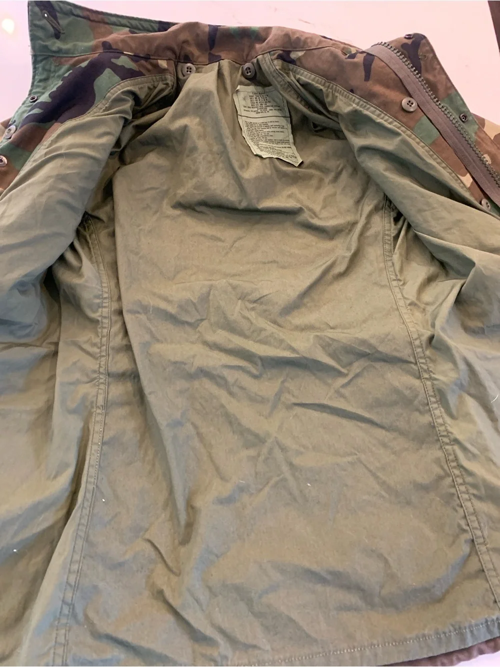 Vintage Field Camouflage Jacket Military Cold Weather Lined Men’s Size XS 1990’s